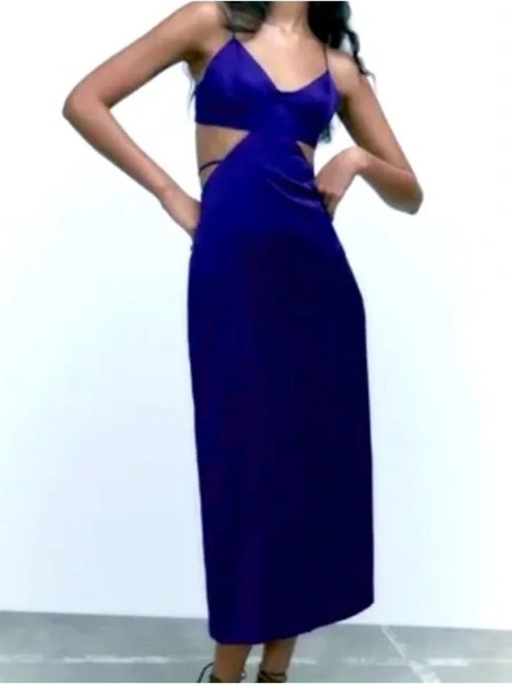 Zara Royal Blue Midi Dress with Cutouts